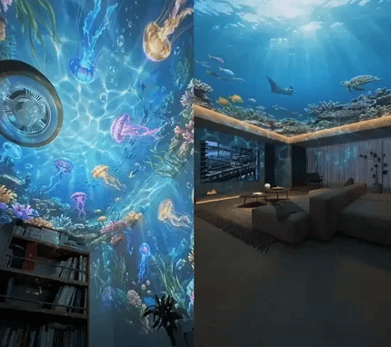 ✨PKNEW® NEXT-GEN SMART PROJECTION HD Smart Dynamic 5D Holographic Night Light Projector💎