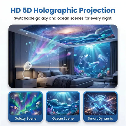 ✨PKNEW® NEXT-GEN SMART PROJECTION HD Smart Dynamic 5D Holographic Night Light Projector💎