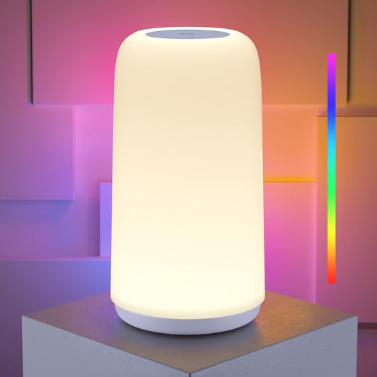 Touch LED Bedside Lamp – RGB Dimmable Night Light for Bedroom & Living Room Decor, Gift for Women & Mom