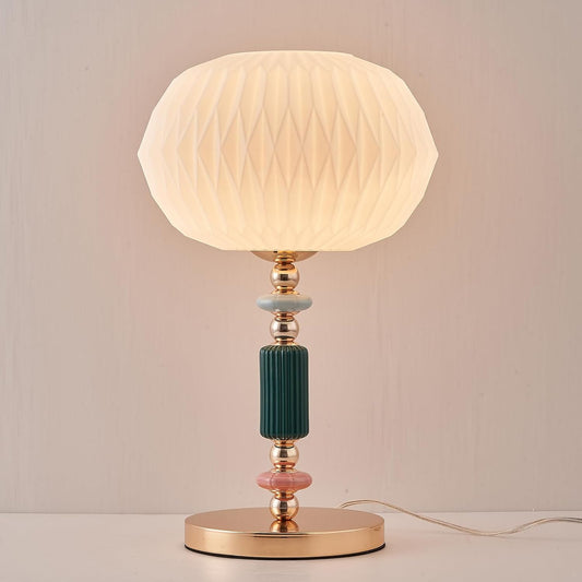 Milk White Glass Shade Table Lamp Modern Metal Desk Lamp with Plug Cord Switch for Bedroom Living Room