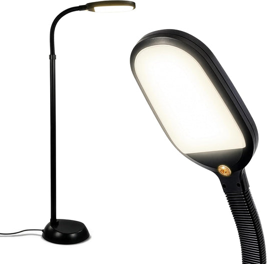 LED Floor Reading Lamp – Adjustable Gooseneck Standing Light for Reading, Crafts & Office, Black