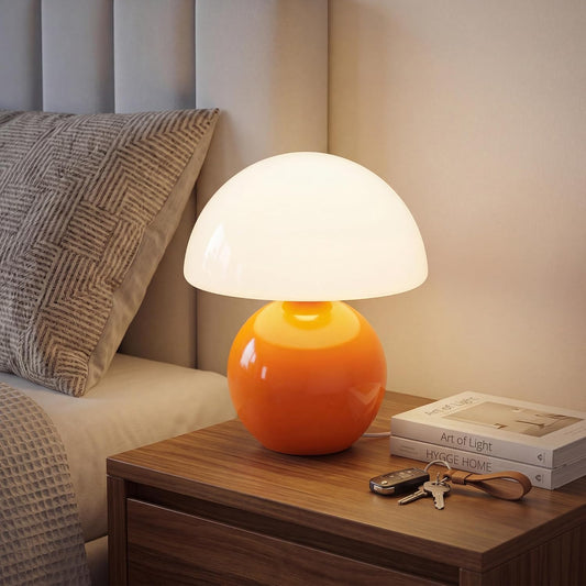 Table Lamp for Bedroom, Ice Crackle Bedside Lamp, Small Modern Nightstand Lamp for Living Room, Cute Mid Century Desk Lamp