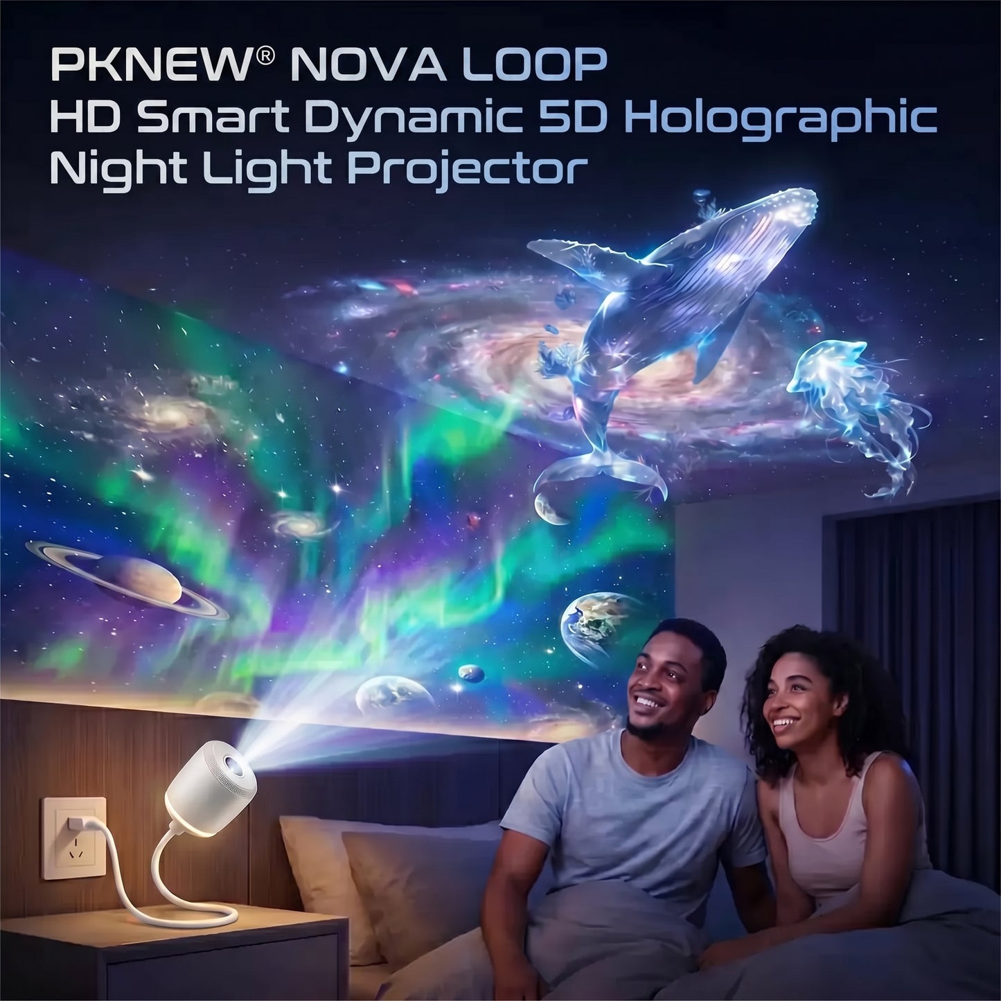 ✨PKNEW® NEXT-GEN SMART PROJECTION HD Smart Dynamic 5D Holographic Night Light Projector💎