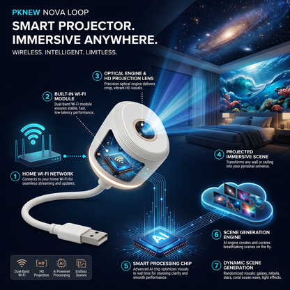 ✨PKNEW® NEXT-GEN SMART PROJECTION HD Smart Dynamic 5D Holographic Night Light Projector💎